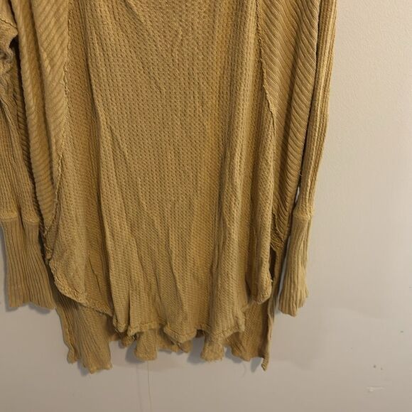 Free People Ventura Thermal Tunic Womens Medium Mustard Yellow Long Sleeve Boho - Picture 4 of 6